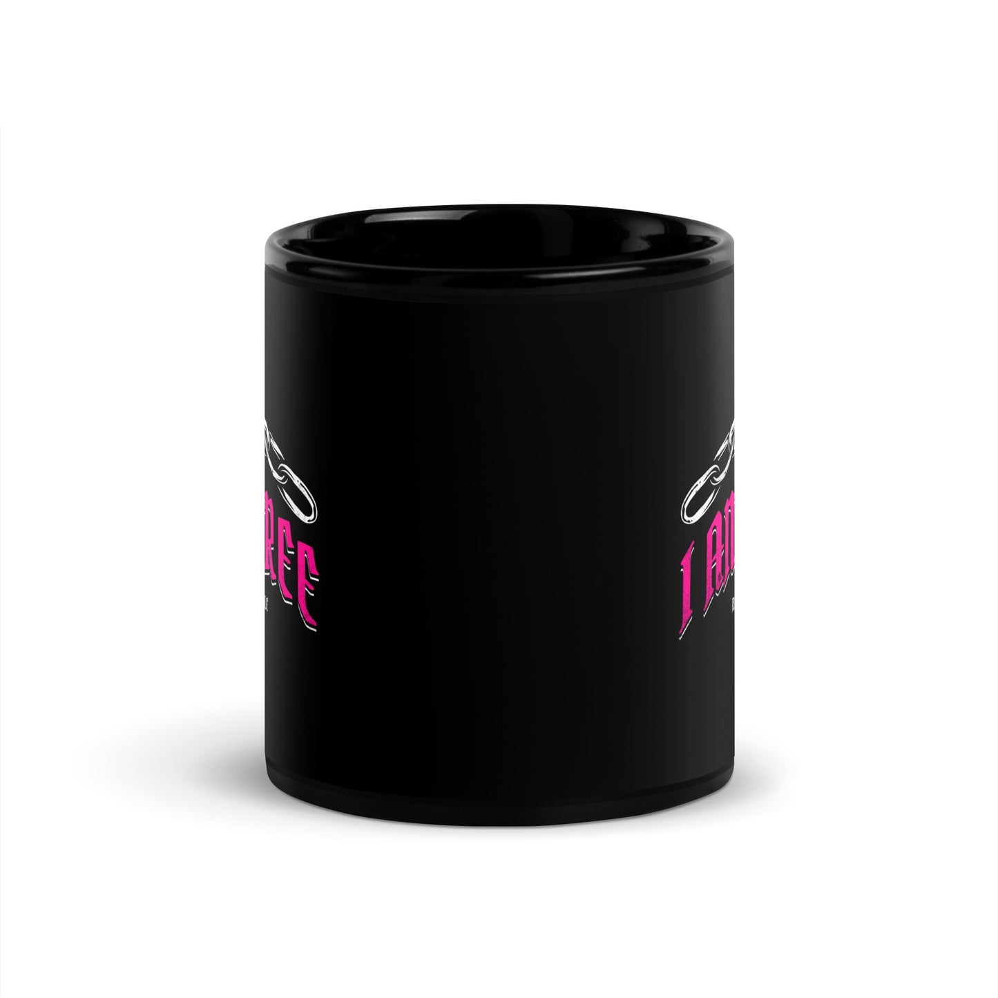 I am Free (Pink) Black Glossy Mug