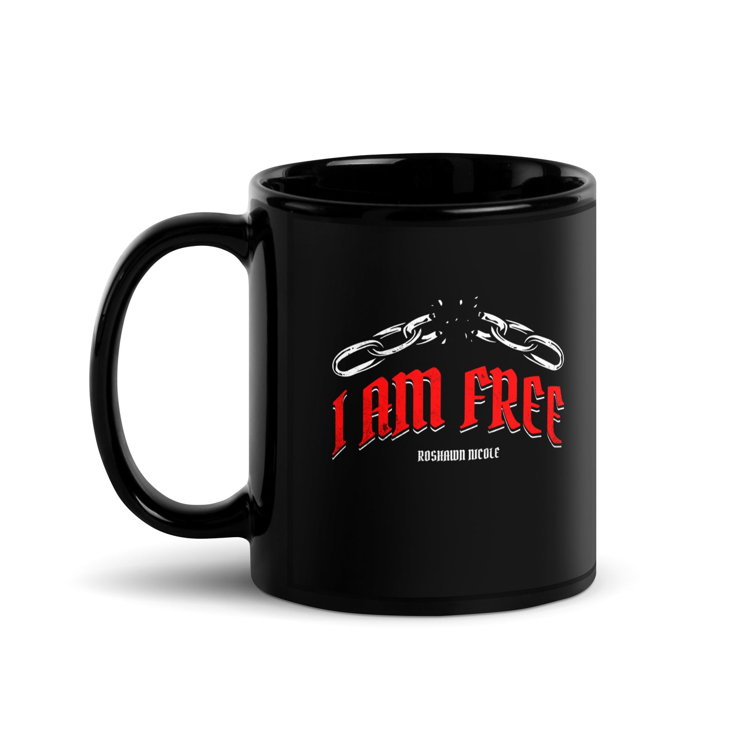 I am Free (Red) Black Glossy Mug