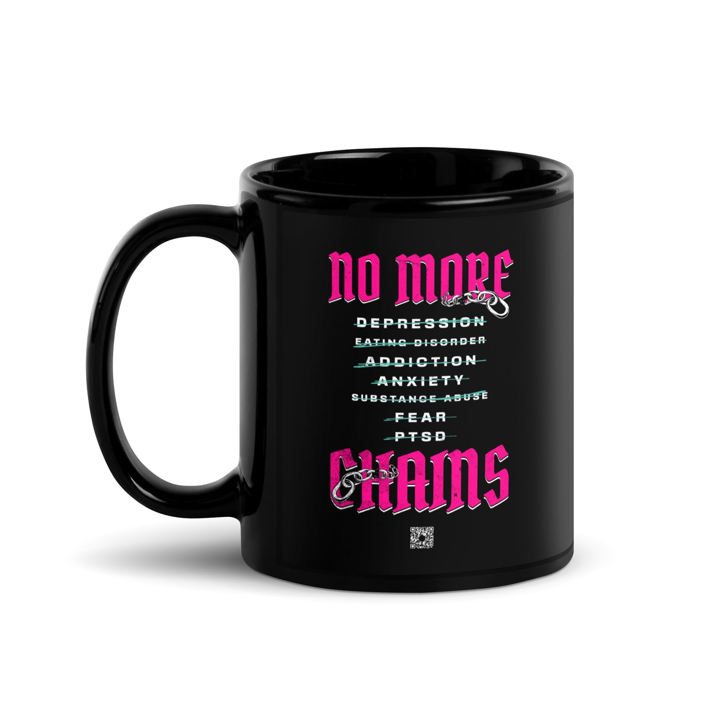 No More Chains (Pink) Black Glossy Mug