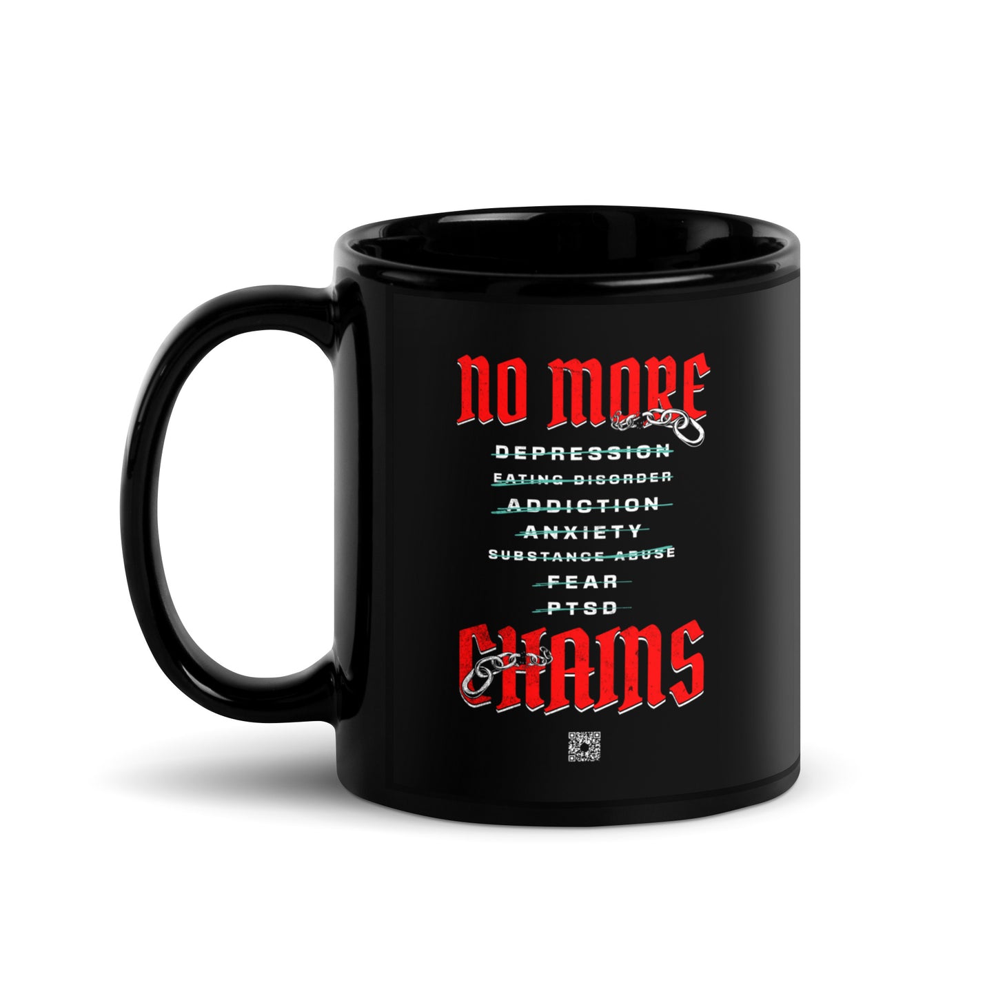 No More Chains (Red) Black Glossy Mug