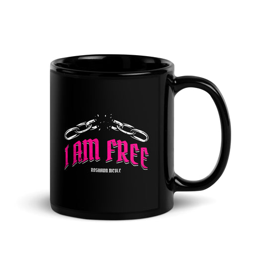 I am Free (Pink) Black Glossy Mug