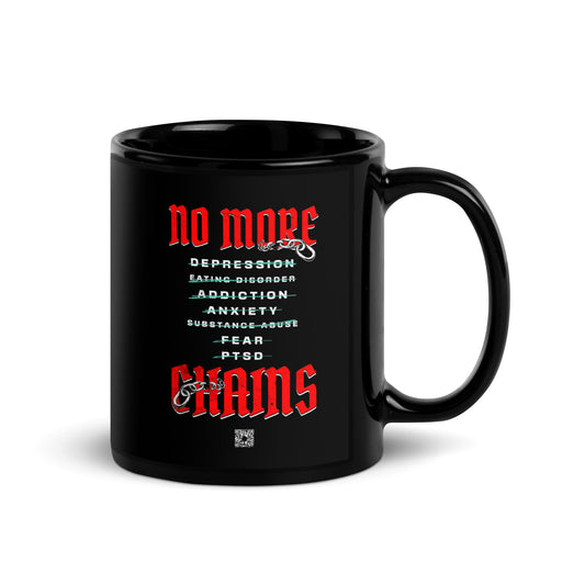 No More Chains (Red) Black Glossy Mug