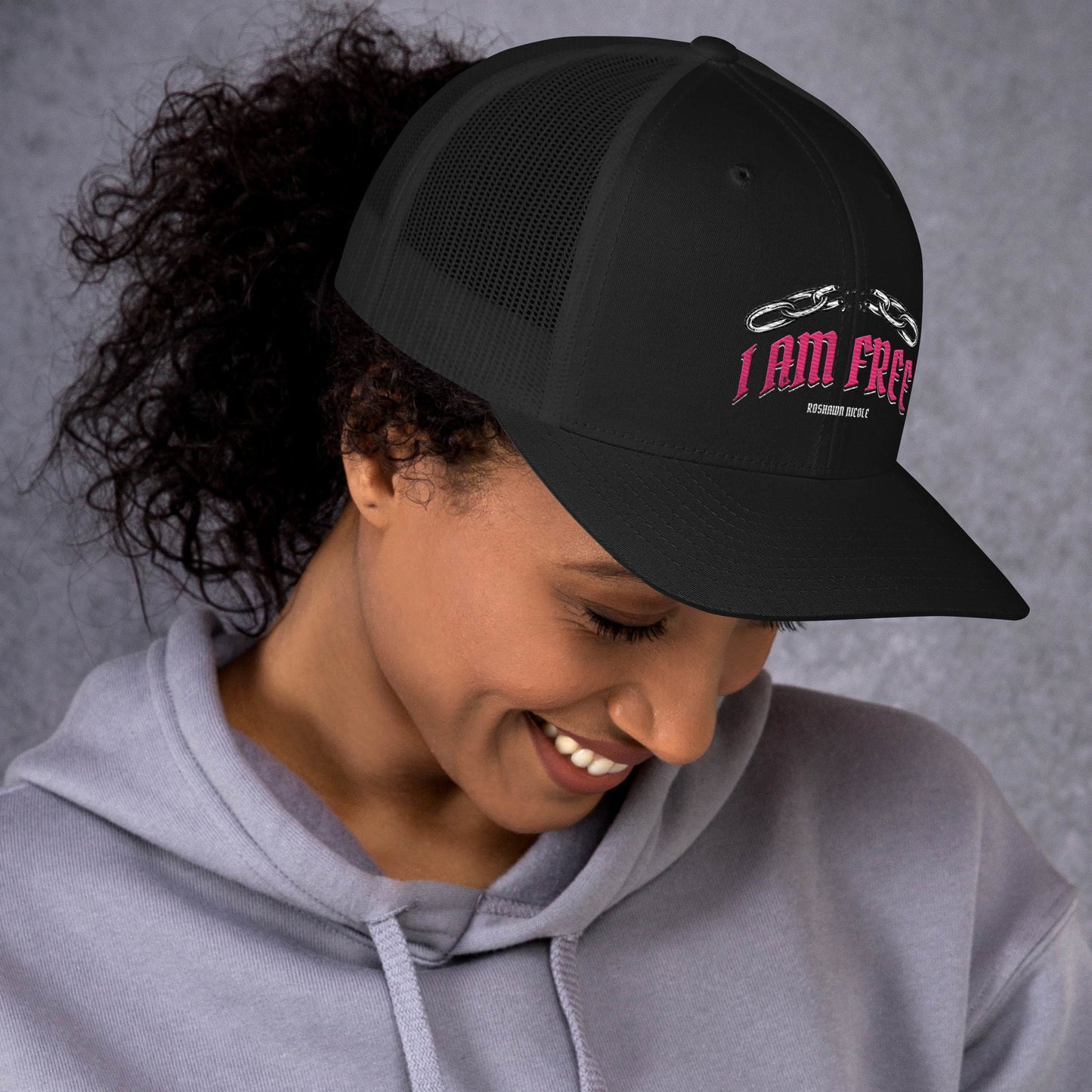 Trucker Cap (I AM FREE in pink)