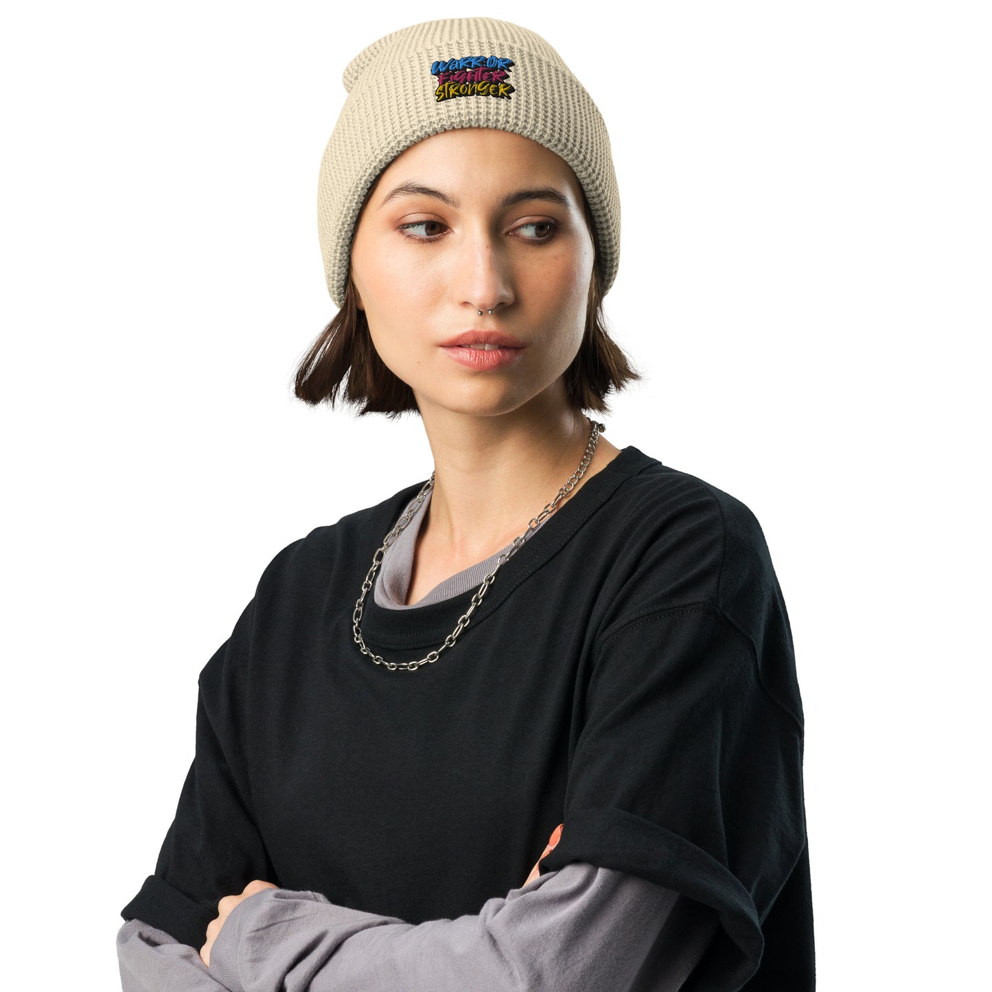 Warrior, Fighter, Stronger Waffle beanie