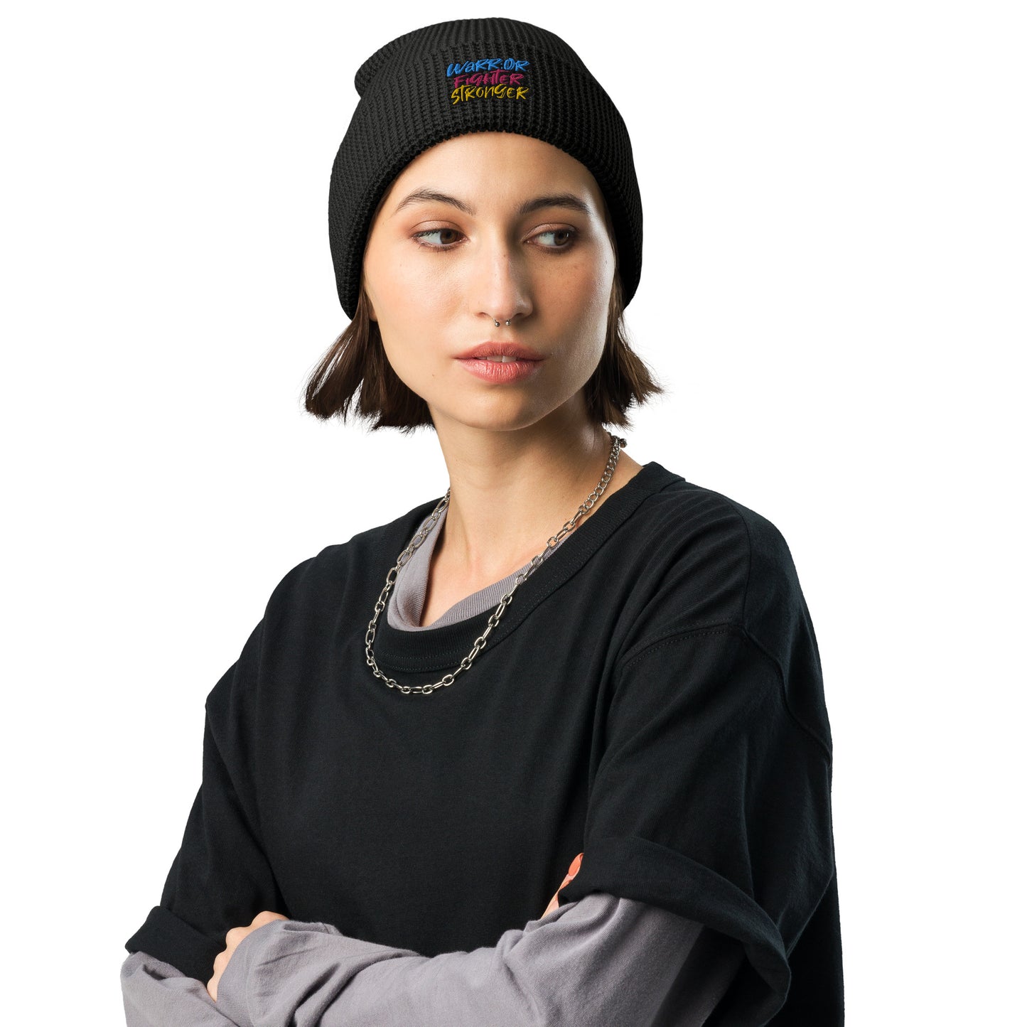 Warrior, Fighter, Stronger Waffle beanie