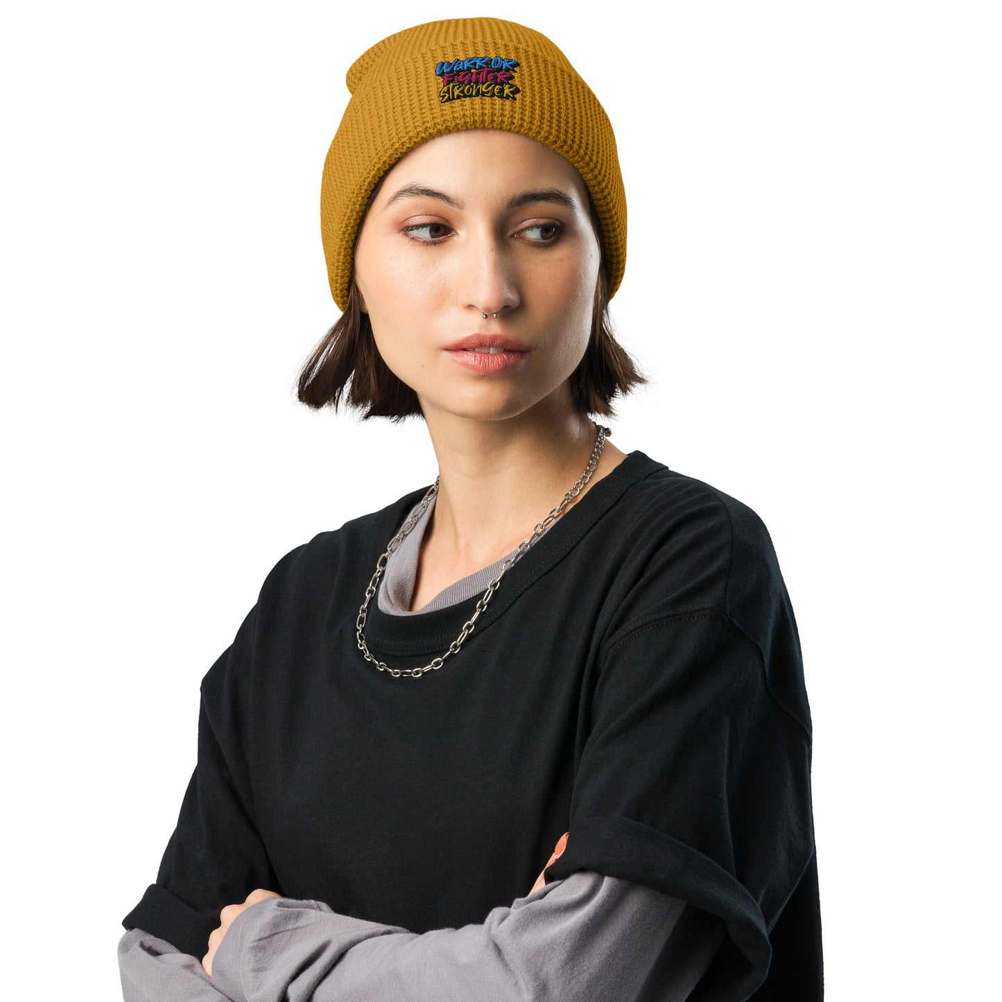 Warrior, Fighter, Stronger Waffle beanie