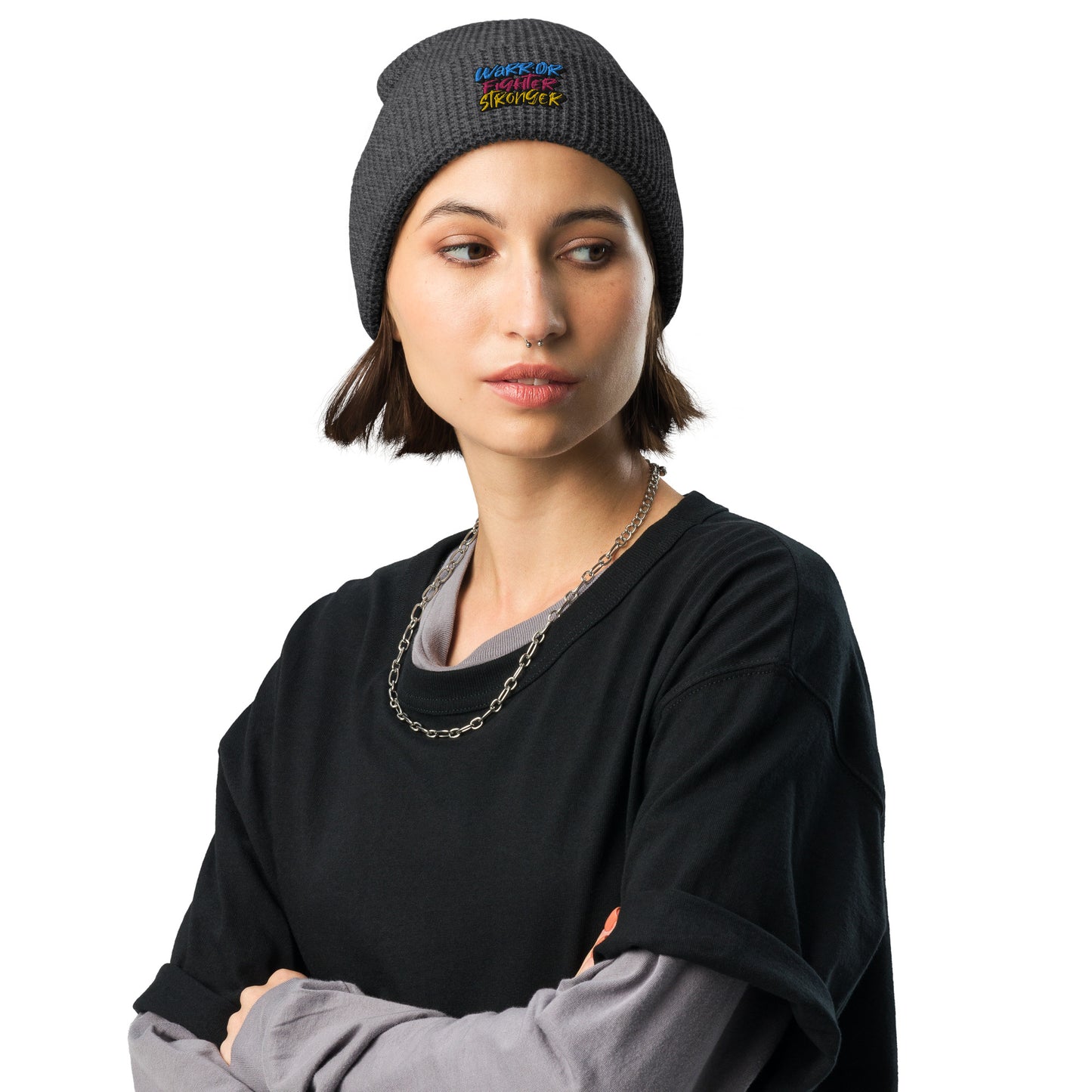 Warrior, Fighter, Stronger Waffle beanie