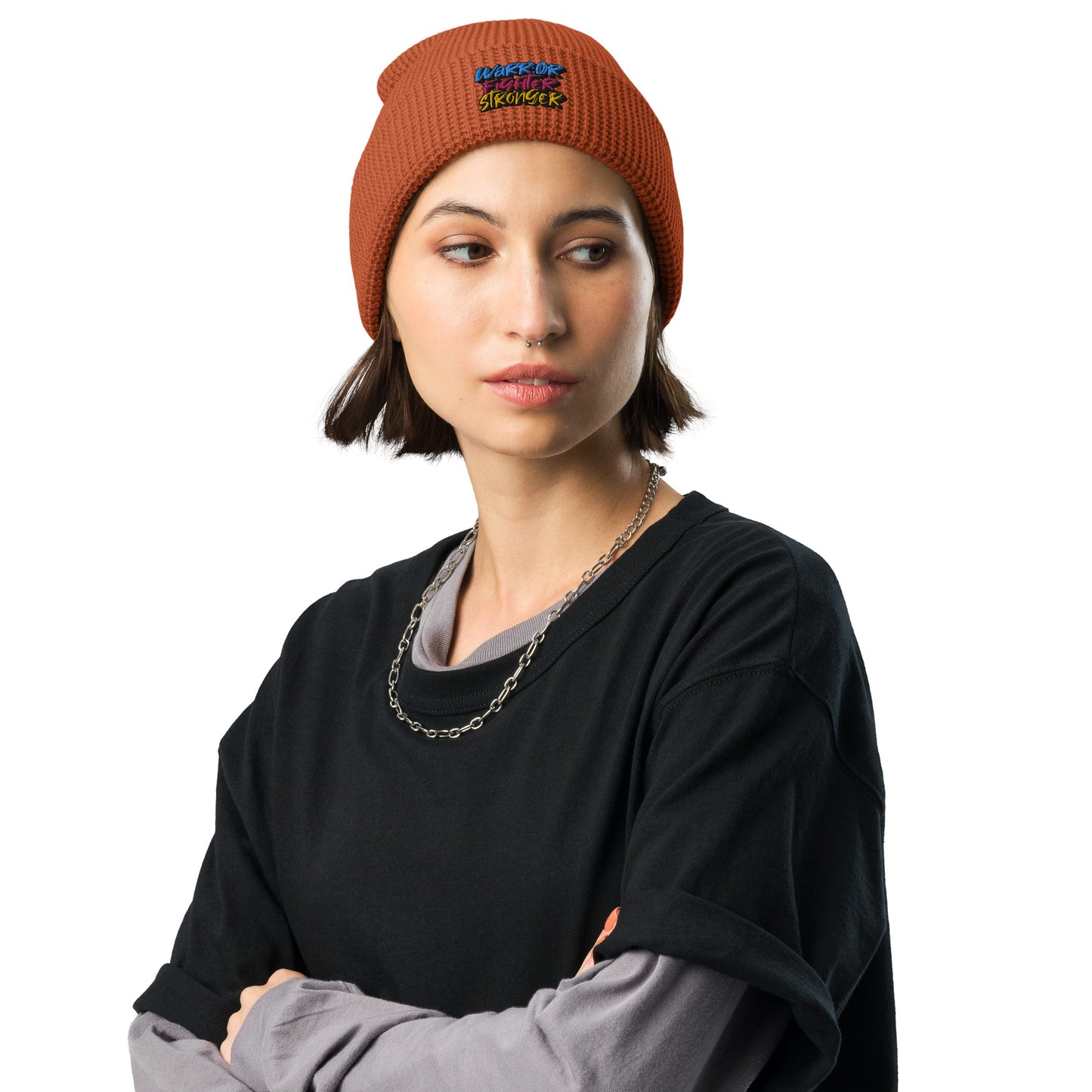 Warrior, Fighter, Stronger Waffle beanie