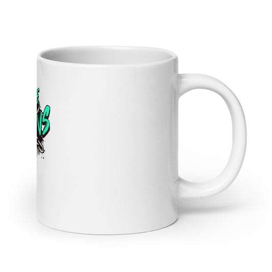 No More Chains White glossy mug